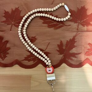 Beaded Lanyard with Apple Charm